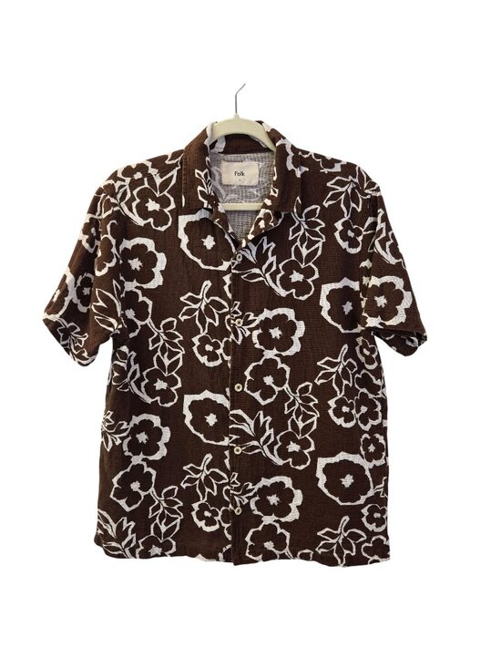 Folk Other - Folk Hugo Gauzy 100% Cotton Floral Hawaiian Print Button Down Shirt Size Small